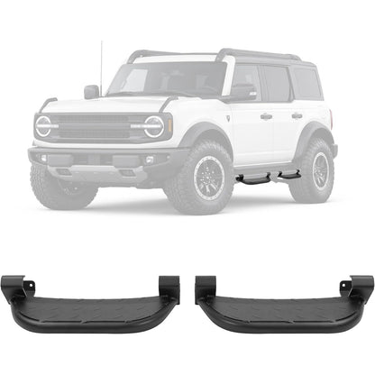 Running Boards Side Steps Compatible with 2021-2025 Ford Bronco 2/4 Door Steel Powder Coated Black 2Pcs Side Bars Step Plates