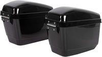 Load image into Gallery viewer, Hard Motorcycle Saddle Bags Saddlebags w/Mounting Kit Compatible with Harley Davidson Honda Shadow Kawasaki Vulcan VN Black Hard Trunk Saddlebags GA-B
