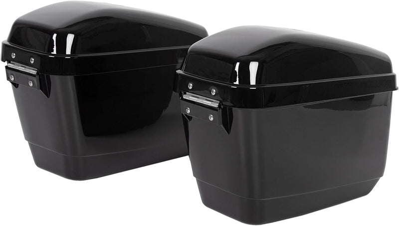 Hard Motorcycle Saddle Bags Saddlebags w/Mounting Kit Compatible with Harley Davidson Honda Shadow Kawasaki Vulcan VN Black Hard Trunk Saddlebags GA-B