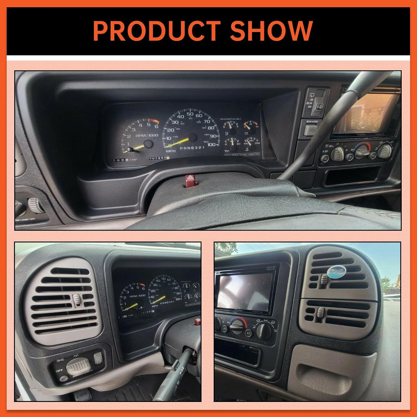 Double Din Dash Panel Compatible with 1995-2002 GMC Truck SUV Radio Stereo Wire Harness Trim Bezel Panel Kit LYAP-018