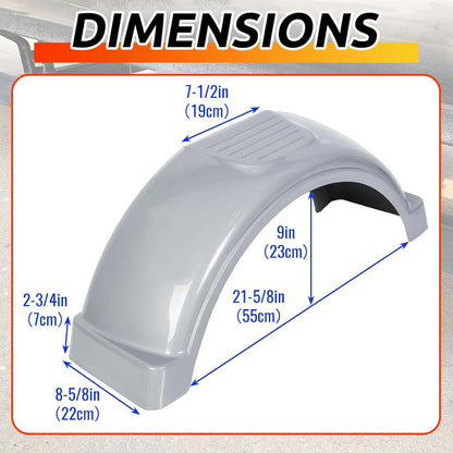 Single AXLE Trailer FENDERS 13 Inches Wheels Tires (Set of 2)