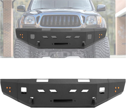 Front Bumper Compatible with 1995-2004 Toyota Tacoma First Gen W/Light Steel Powder Coated Black 2 Packages LYAM-X1225A+LYAM-X1225B