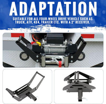 Foldable Winch Mounting Plate Cradle Bracket for Recovery Winches Compatible with Truck Trailer ATV 4WD w/2inches Hitch Receiver LYA-023S