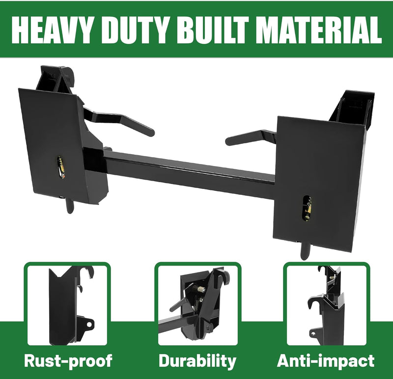 KUAFU 4000Lbs Universal Quick Attach Skid Steer Adapter Bucket Latch Compatible with Global John Deere Loaders Skid Steer Attachment Conversion Adapter Plate Steel Powder Coated Black LYOM-042