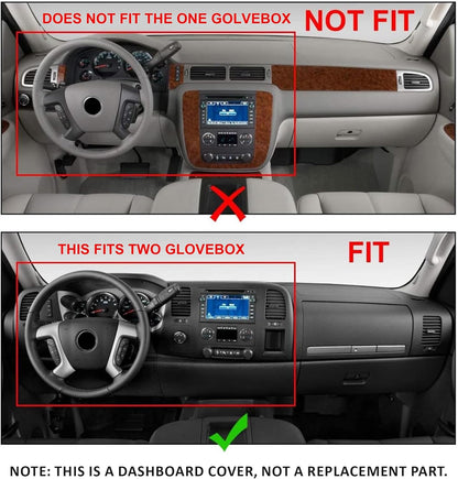 Black Dash Board Cover Compatible with 2007-2013 Chevy Chevrolet Silverado LS LT WT Base GMC Sierra SL SLE WT Base Dashboard Panel Cover Glovebox Dashboards ABS Plastic LYAP-300V
