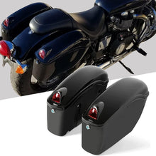 Universal Hard Saddle Bags Compatible with Yamaha Honda Cruiser Trunk Luggage with Lights Mount Bracket Motorcycle Black FY-B