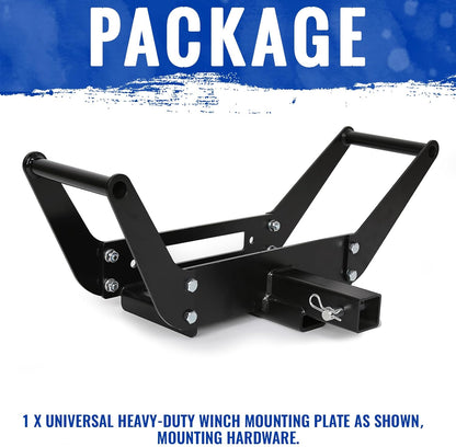 Foldable Winch Mounting Plate Cradle Bracket for Recovery Winches Compatible with Truck Trailer ATV 4WD w/2inches Hitch Receiver LYA-023S