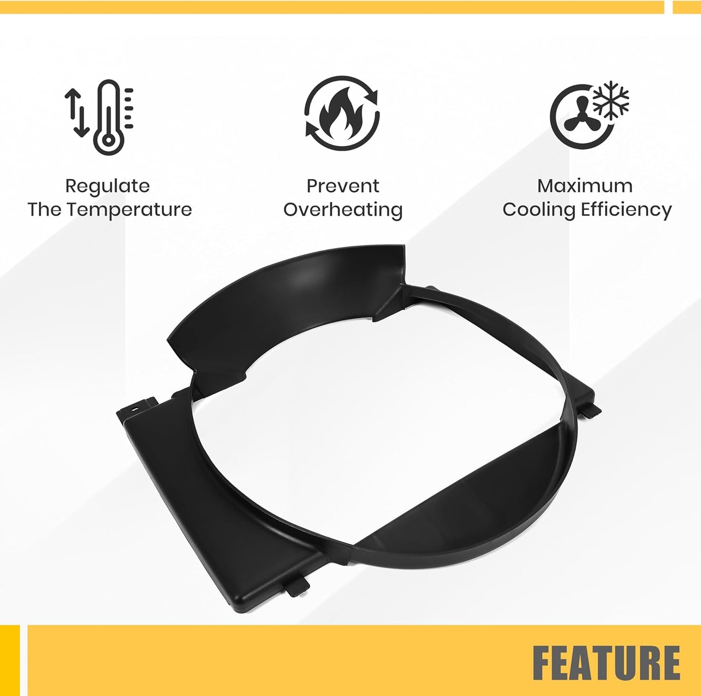 Radiator Cooling Fan Shroud Compatible with 1987-2001 Jeep Cherokee Replaces CH3110104 52027501AB 52027501AC Black PP Plastic LYAP-980