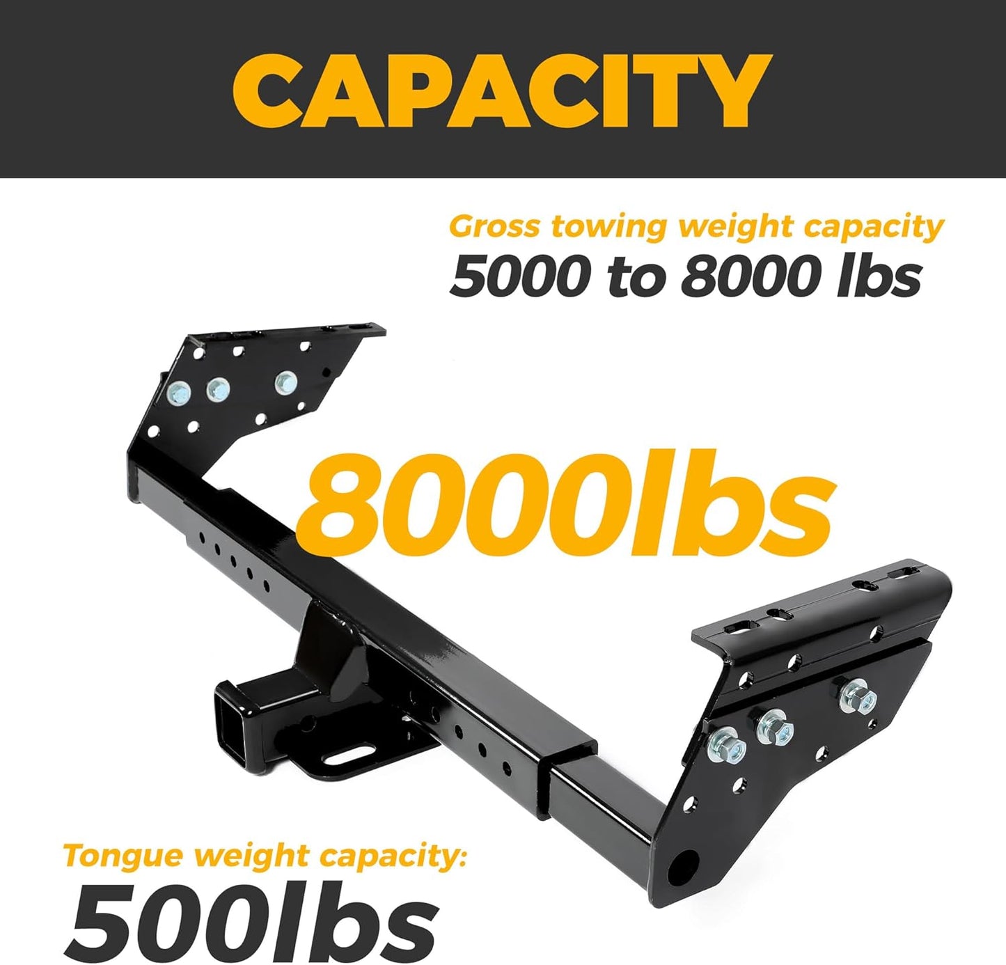 Adjustable 2inches Class 3 Trailer Hitch Compatible with Select Chevrolet Chrysler Dodge Ford GMC Isuzu Jeep Mazda Nissan Plymouth Black Replace for 37042 LYAM-768