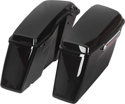 Hard Saddle Bags Trunk W/Lid & Latch Key Compatible with Harley 1993-2013 Davidson Road King Glide Softail All Touring Models LTS