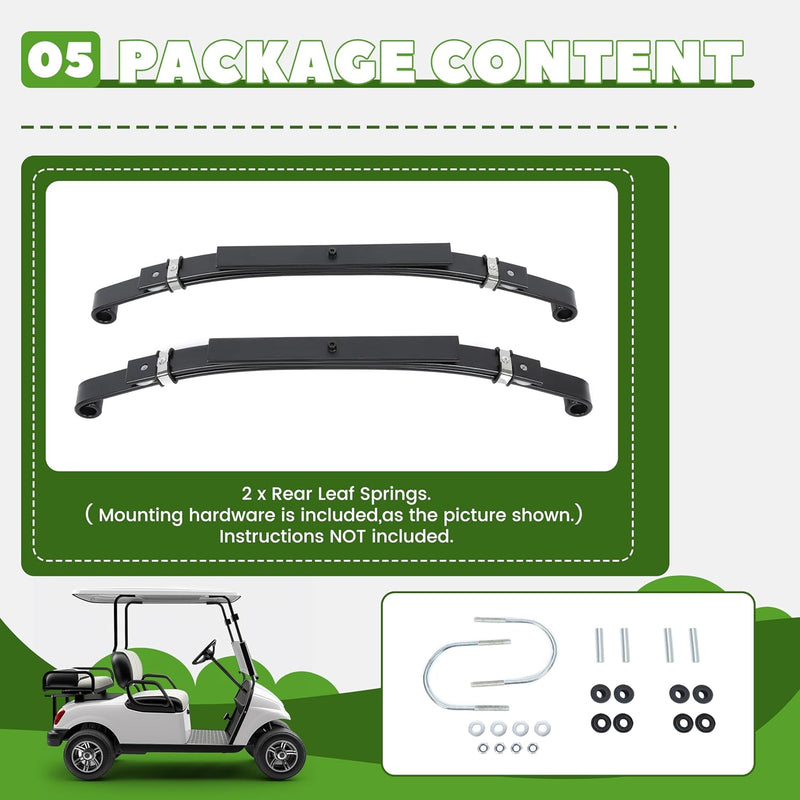 KUAFU Rear Leaf Springs Compatible With Club Car DS Golf Cart 1981-Up Heavy Duty 3 Leafs with Bushings and Sleeves/Set of 2 LYMM-006S