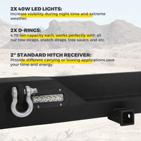 Load image into Gallery viewer, KUAFU Rear Bumper Compatible with 1987-2006 Jeep Wrangler TJ YJ With LED Lights 2inches Hitch Receiver D-rings Off-Road Style Black Texture LYAM-301S
