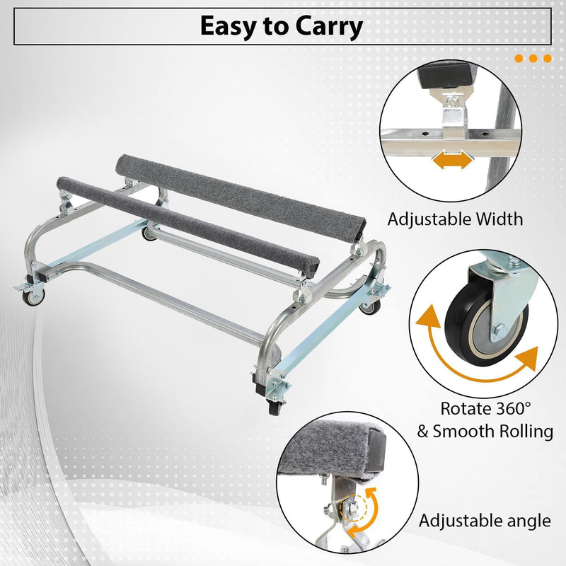 HECASA Personal Watercraft Jet Ski Dolly Stand Boat Storage Trailer Vehicle Cart for Sea-Doo Yamaha Kawasaki Adjustable Carpeted Bunks W/Four Casters & Two Brakes 1000lbs Capacity (roller boat trailer)  LYA-060S