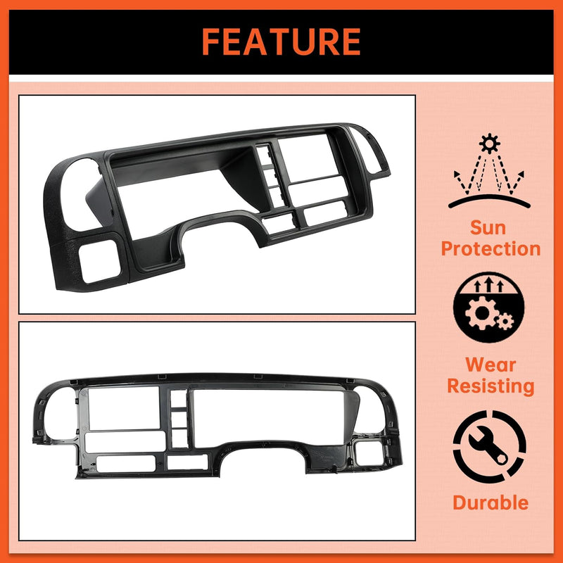 Double Din Dash Panel Compatible with 1995-2002 GMC Truck SUV Radio Stereo Wire Harness Trim Bezel Panel Kit LYAP-018