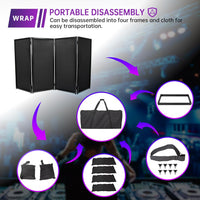 Load image into Gallery viewer, Portable DJ Facade Booth Foldable Cover Screen with White/Black Facade+Cloth Frame Booth Steel +Travel Bag Case Projector Display Scrim Panel with Folding LYOM-063
