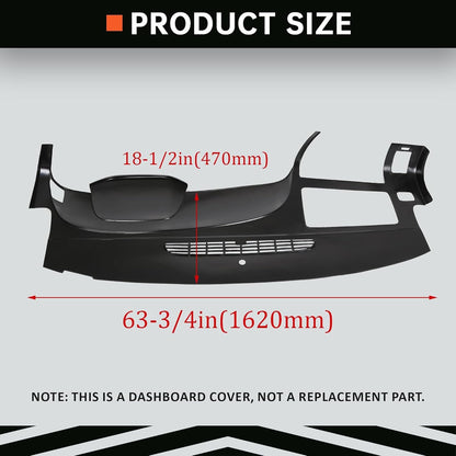 Black Dash Board Cover Compatible with 2007-2013 Chevy Chevrolet Silverado LS LT WT Base GMC Sierra SL SLE WT Base Dashboard Panel Cover Glovebox Dashboards ABS Plastic LYAP-300V