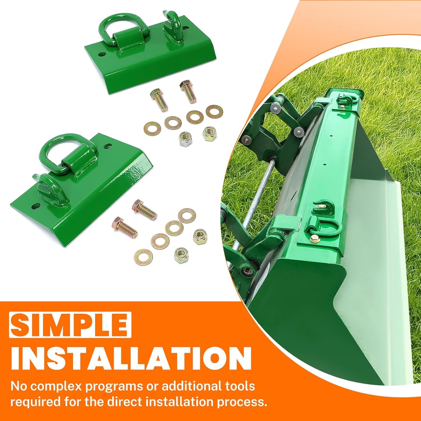 Tractor Bucket Hook Grab Hooks Compatible with John Deere Compact Tractor 1025R 2032R 3320 2520 Tractor Bucket Hooks D Rings Bolt on Heavy Duty LYJD-003