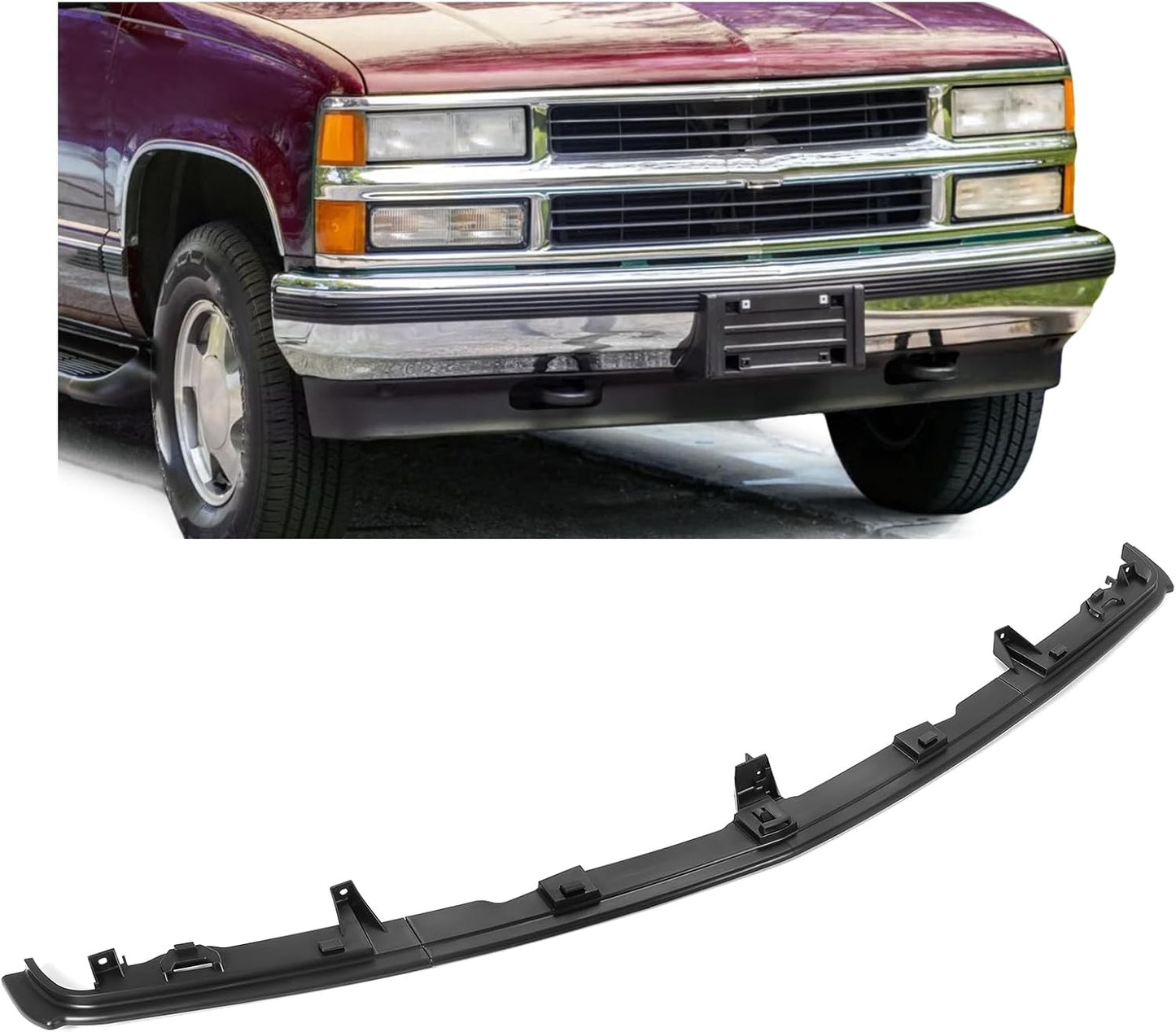 Front Bumper Filler Trim Compatible with 1994-2000 Chevy Chevrolet GMC C/K 1500 2500 3500 Suburban Blazer Tahoe Yukon Cadillac Escalade Replacement for 12376285 GM1087180 Retainer Panel Molding LYAP-916