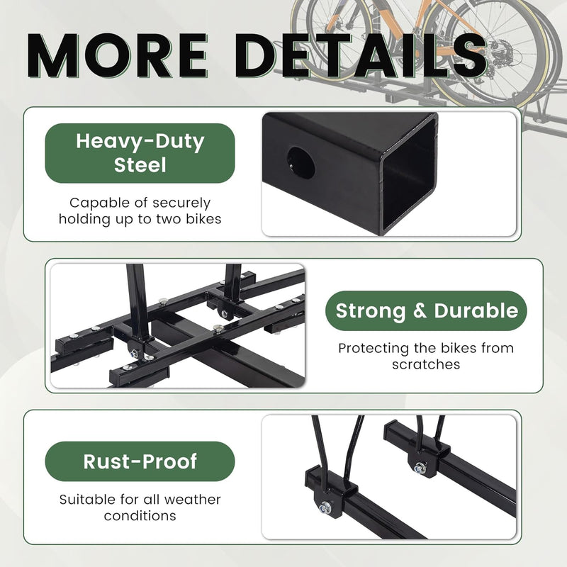 Hitch Mount Bike Rack 2'' Receiver Bicycle 2-Bike Rack for SUV Van Truck Car RV Minivans, 200 LBS Capacity Platform Style for Mountain Bike E-Bike Steel LYA-014S