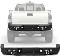 Load image into Gallery viewer, KUAFU Rear Bumper Compatible with 2005-2015 Toyota Tacoma w/ 18W Led Lights License Plate D-Rings Step Bumper Steel Powder Coated Black LYAM-032SA+LYAM-032SB
