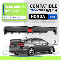 Load image into Gallery viewer, Rear Bumper Diffuser Compatible with 2006-2011 Honda Civic 4 Door Sedan Rear Lower Bumper Lip Splitter Valance with LED Brake Light Bumper Spoiler Carbon Fiber Color LYAP-X1386
