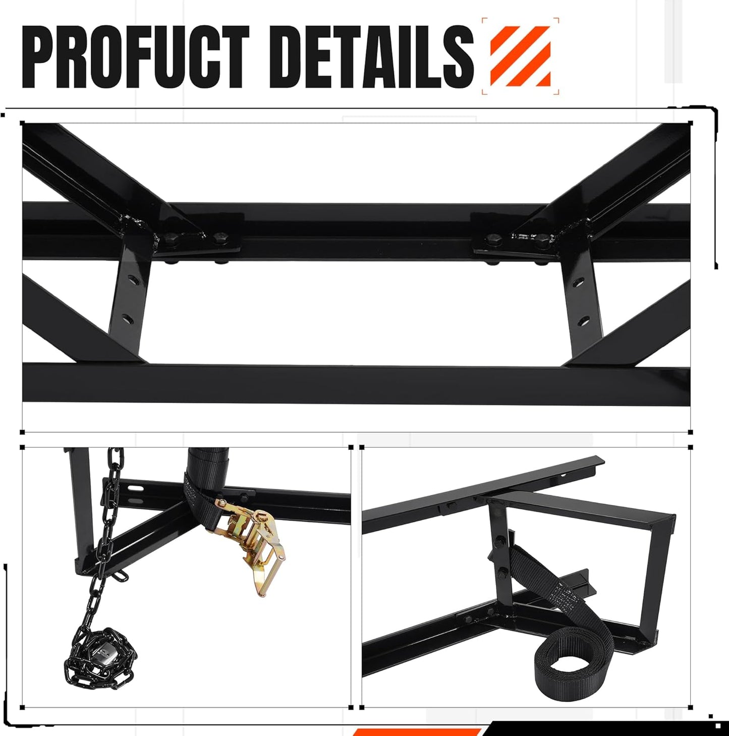 Semi-Truck Spare Tire Carrier with Ratchet Strap Chain Truck Tire Storage Rack Portable Adjustable Tire Secure Holder with Lock LYOM-337S