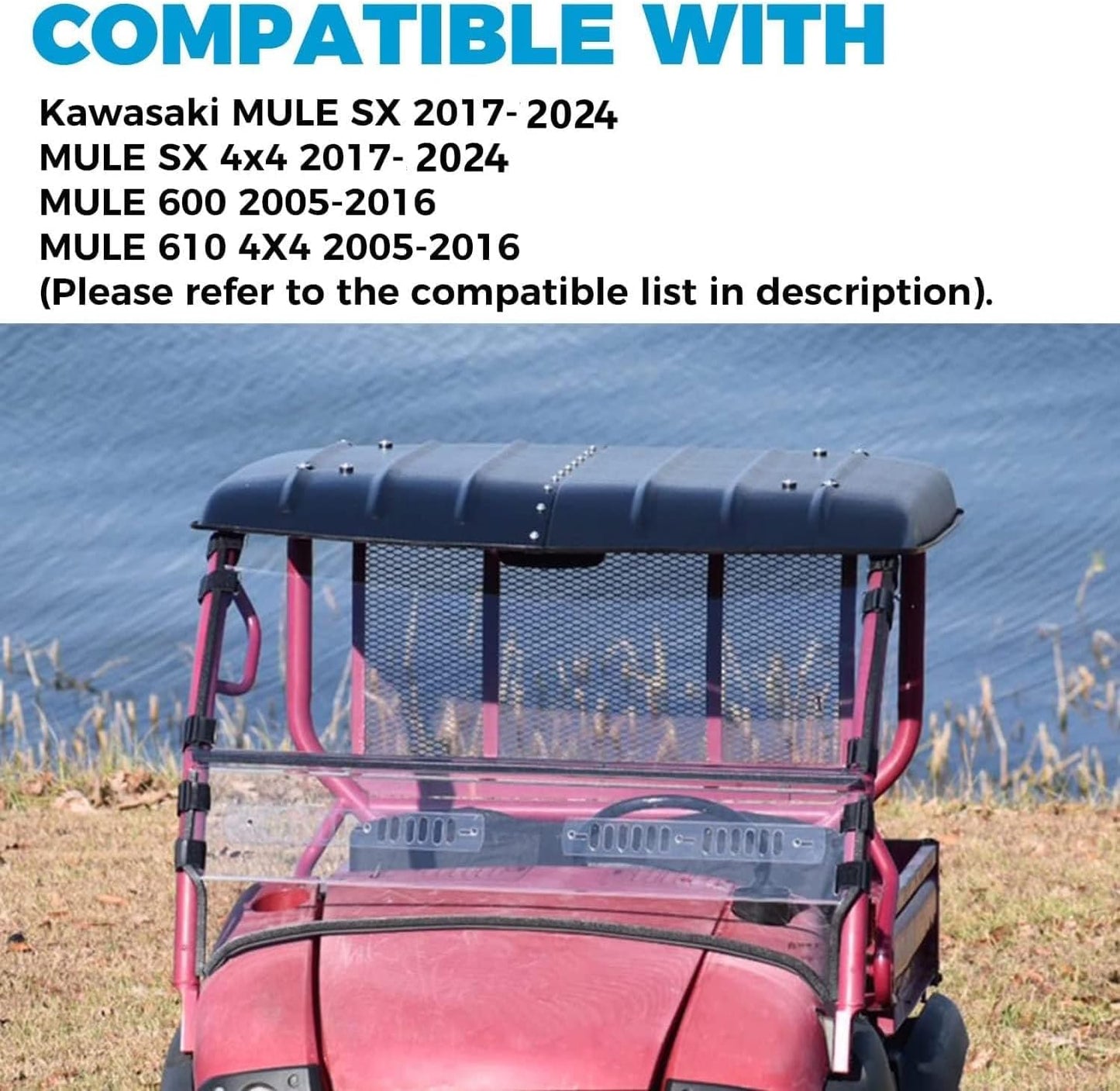 Hard Top Compatible with 2005-2025 Kawasaki Mule 600 610 4x4 SE XC SX Roof Protector Replace for KAF600-005B LYMP-025