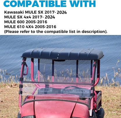 Hard Top Compatible with 2005-2025 Kawasaki Mule 600 610 4x4 SE XC SX Roof Protector Replace for KAF600-005B LYMP-025