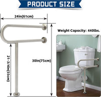 Load image into Gallery viewer, HECASA 24 Inch Handicap Grab Bars Rails 304 Stainless Steel Toilet Handrail Bathroom Safety Bar Wall Mount Floor Support Assist Bar for Disabled Elderly Mounted Bath Grips LYOM-090-1
