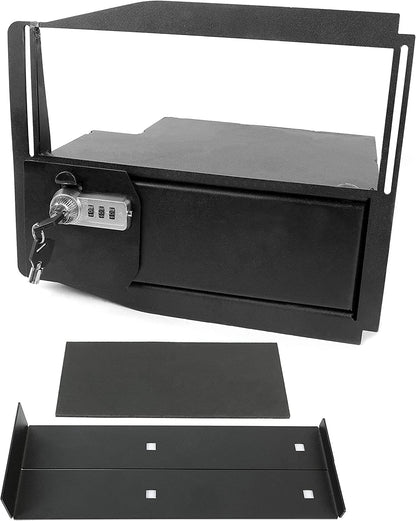 Center Console Safe Storage Box Compatible with 2015-2022 Ford F150 Raptors F250 F350 Super Duty Powder Coated Steel LYAM-123S