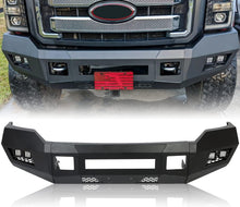 Front Bumper Compatible with 2011-2016 Ford F250 F350 Super Duty W/LED Lights 3 PCS Bumper Assembly Steel Powder Coated Black (2 Packages) LYAM-043TA+LYAM-043TB
