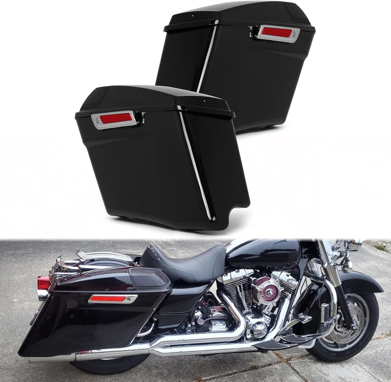 5'' Extended Saddlebags w/speaker lids Compatible with 1993-2013 Harley Davidson Road King Glide Electra Street Glide All Touring Models Stretched Hard Saddle Bags LTB20