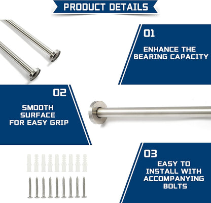 24 Inch Safety support Grab Bars Rails 304 Stainless Steel Toilet Handrail Bathroom Safety Bar Wall Mount Floor Support Assist Bar for home bathroom mobility aid