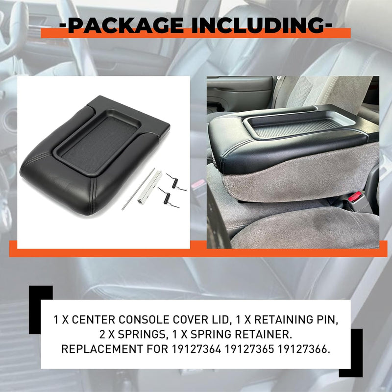 Center Console Armrest Lid Compatible with 1999-2007 Chevy Silverado Tahoe Avalanche Suburban GMC Sierra Yukon Escalade Armrest Latch Organizer Cover Replacement for 19127364 LYAP-249