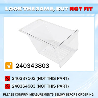 240343803 AP2115895 240343801 Crisper Pan (Bottom) Compatible with Frigidaire Refrigerator Kenmore Crisper Bin Crisper Drawer 240343805 Replacement only LYOP-054