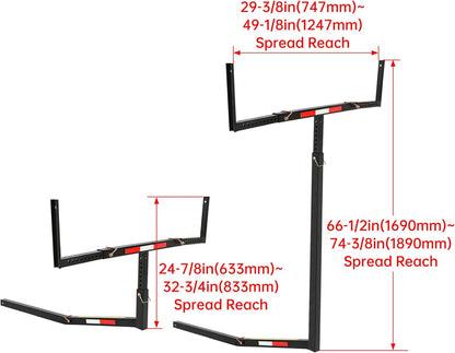 2 in 1 Foldable Truck Bed Extender 750lbs Load Capacity Extension Rack Hitch Mount Truck Bed Extension for Ladder Rack Kayak Canoe Lumber Long Pipes w/Flag LYA-004