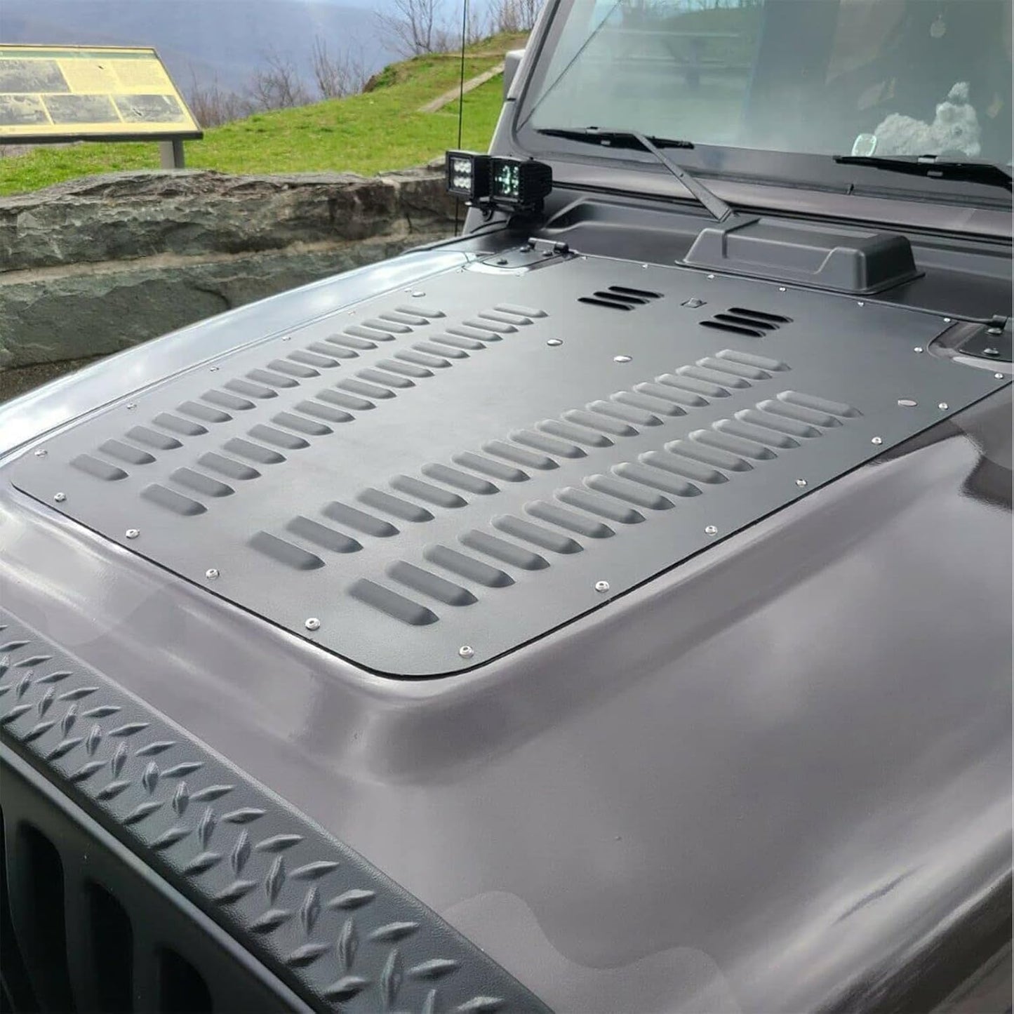 Aluminum Alloy Vented Hood Louver Kit Compatible with Jeep Wrangler TJ/LJ 2003-2006 LYAM-307S