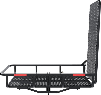 Hitch Mount Mobility Carrier with Loading Ramp for Scooter, Lawn Mower, Snow Blower, Equipment Hauler 500lb Capacity Basket-Style LYA-033S