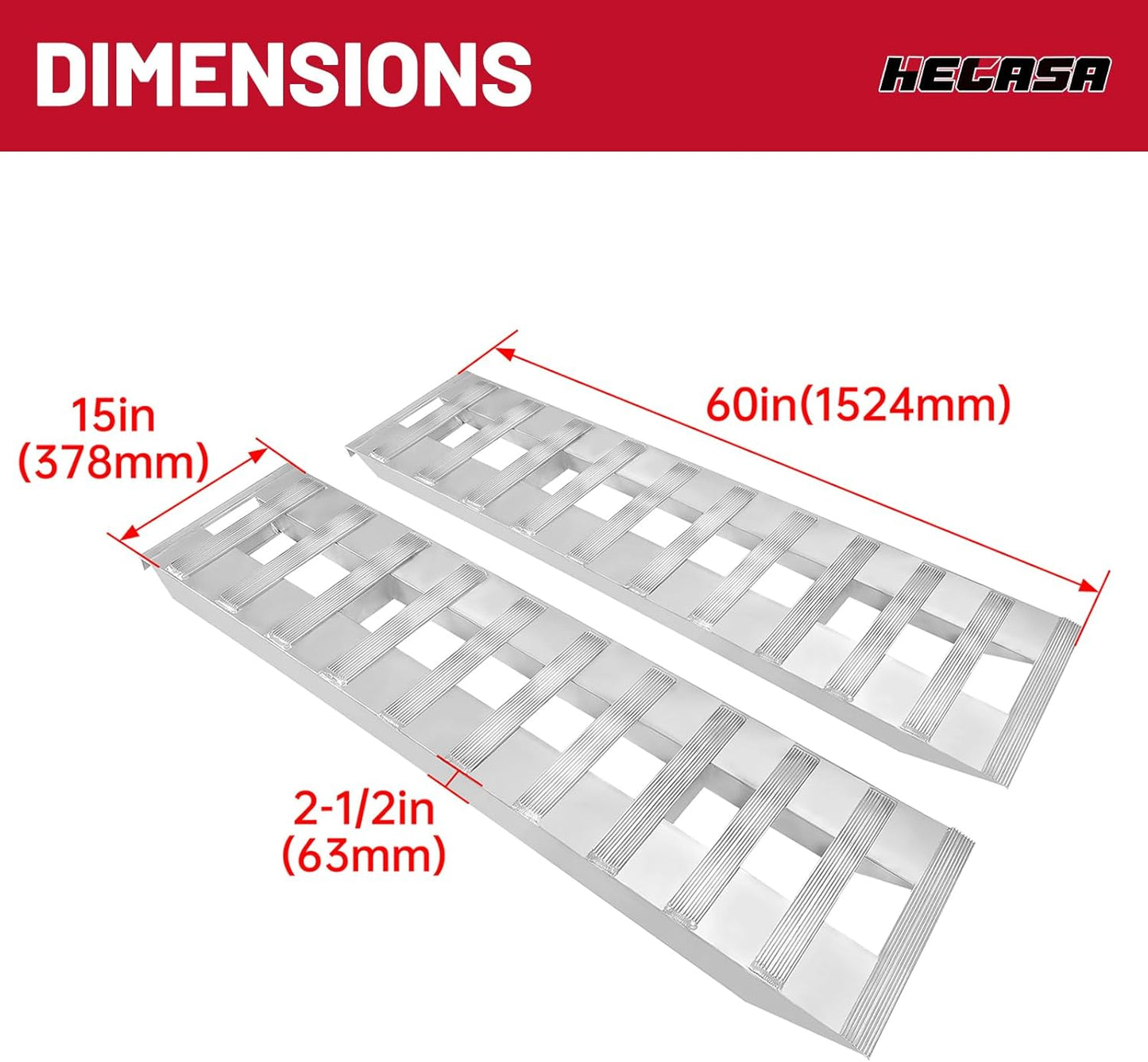 60inches X 15inches Trailer Ramp Universal 6800 LBS Truck Bike Motorcycle Loading Ramps Hook End Knife Foot Pair LYOM-195S