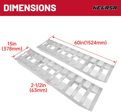 60inches X 15inches Trailer Ramp Universal 6800 LBS Truck Bike Motorcycle Loading Ramps Hook End Knife Foot Pair LYOM-195S