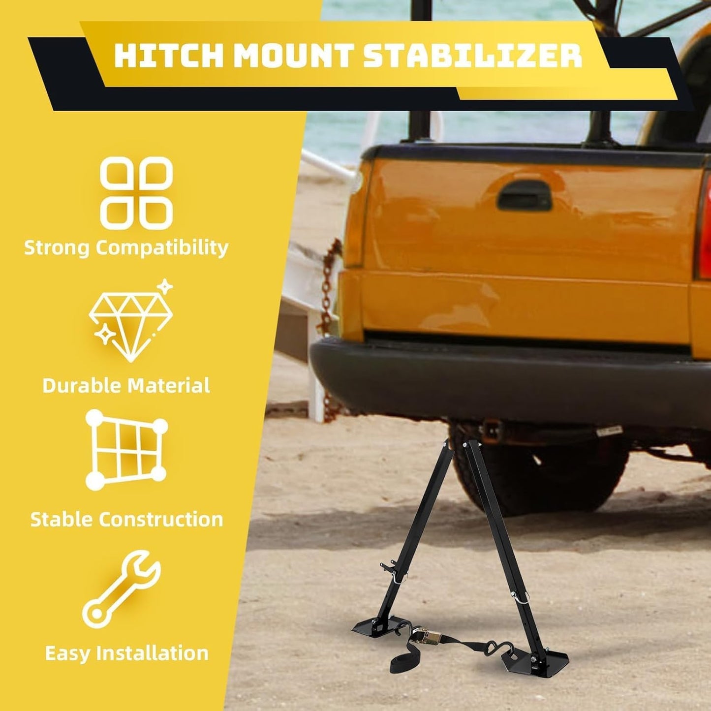 Hitch Mount Stabilizer Fit Any RV W/ 2inches Hitch Receivers Motorhomes Truck Campers Travel Trailers 5th Wheels Hitch Stabilizer Adjustable Height of 19-5/8inches-31-1/8inches LYOM-254