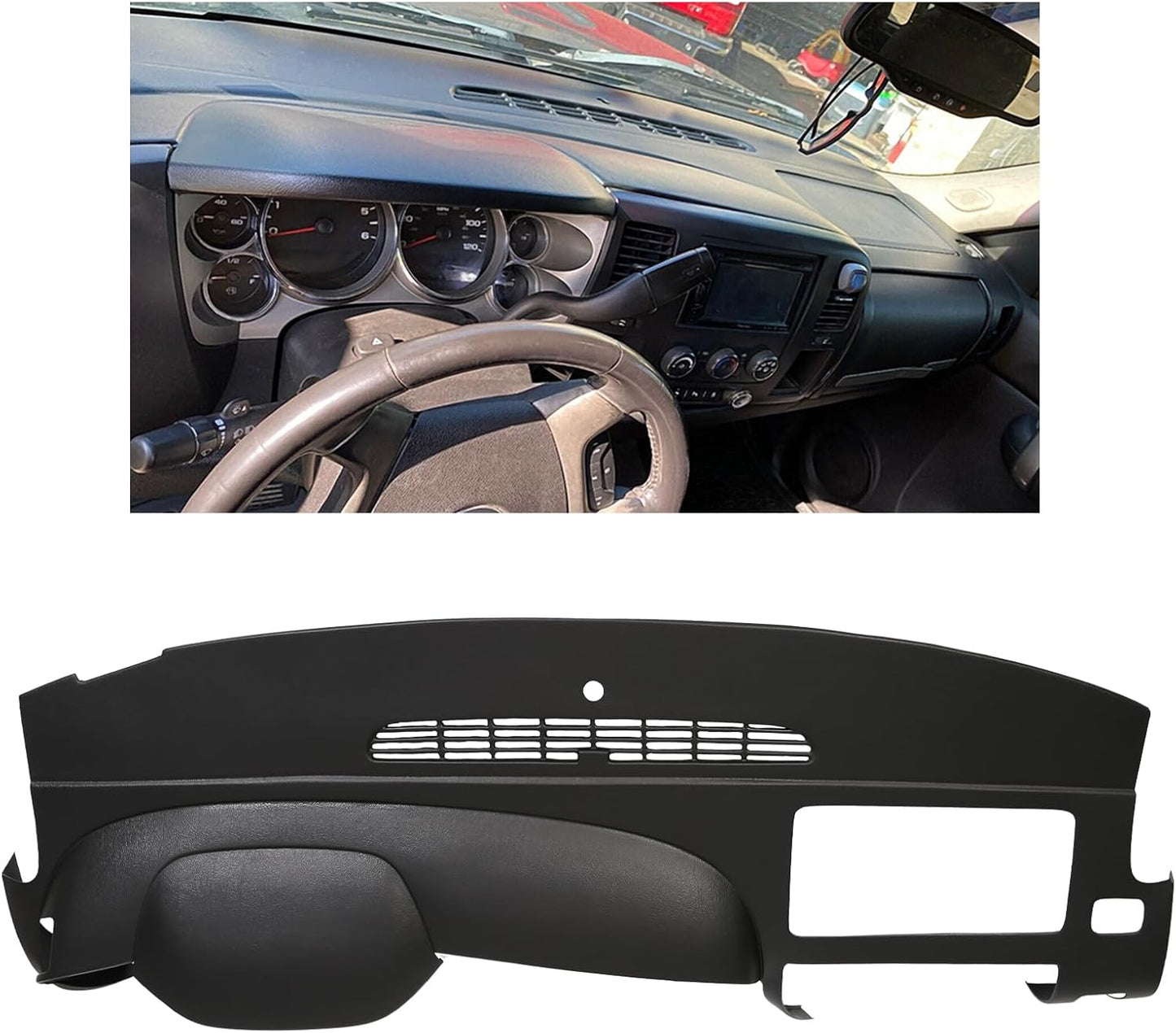 Black Dash Board Cover Compatible with 2007-2013 Chevy Chevrolet Silverado LS LT WT Base GMC Sierra SL SLE WT Base Dashboard Panel Cover Glovebox Dashboards ABS Plastic LYAP-300V