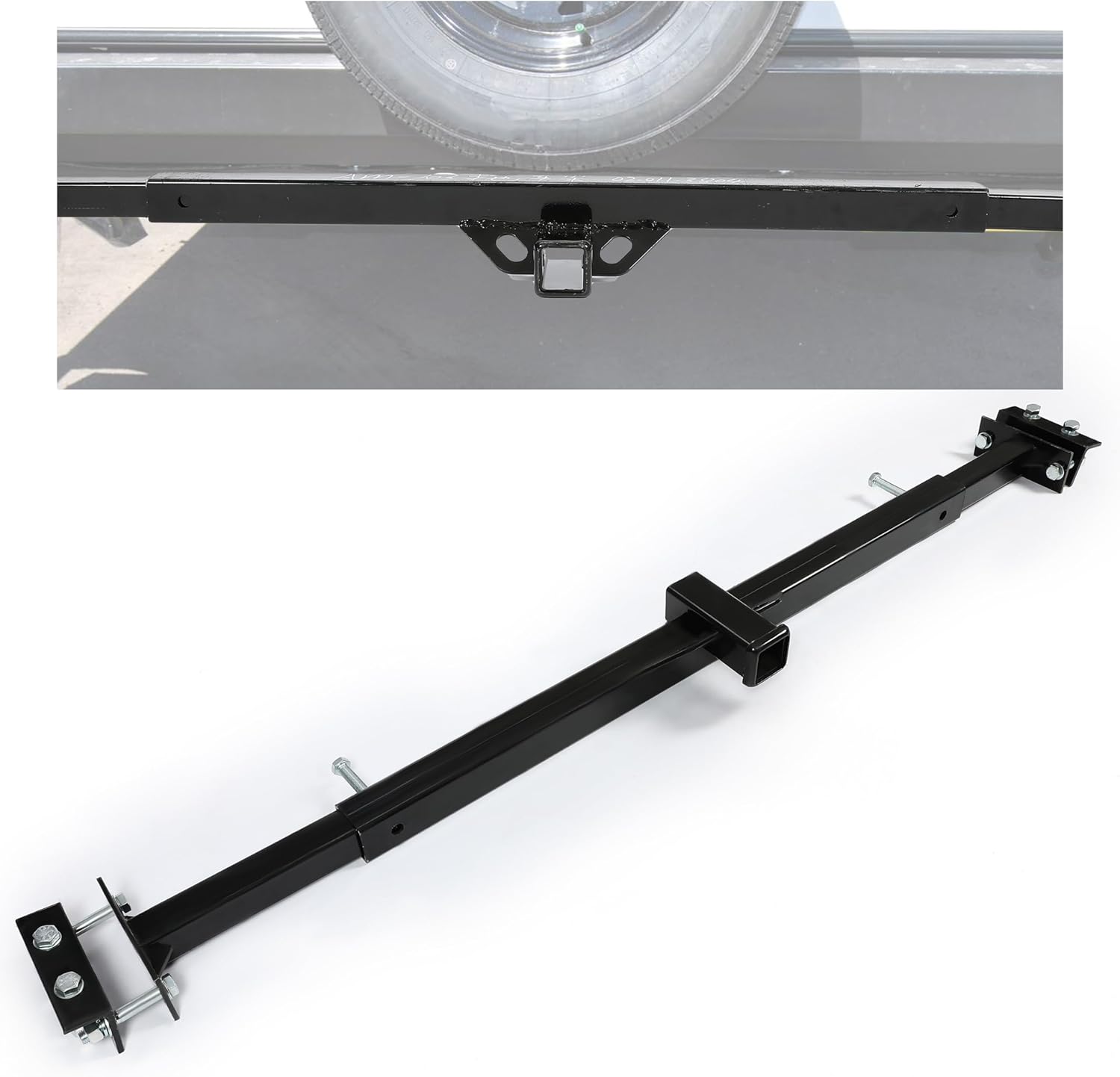 2 Inch Towing Hitch Receiver Adjustable Accessories Trailer Hitch RV Trailers 5th Wheel Camper Bumper Receiver Powder Coated Steel Black LYAM-703S