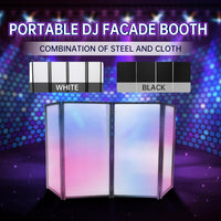 Load image into Gallery viewer, Portable DJ Facade Booth Foldable Cover Screen with White/Black Facade+Cloth Frame Booth Steel +Travel Bag Case Projector Display Scrim Panel with Folding LYOM-063

