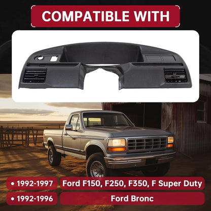Dash Panel Bezel Cover Compatible with 1992-1997 Ford F250 F350 Bronco Replacement for F2TZ-15044D70-A (Gas Engines ONLY) LYAP-374