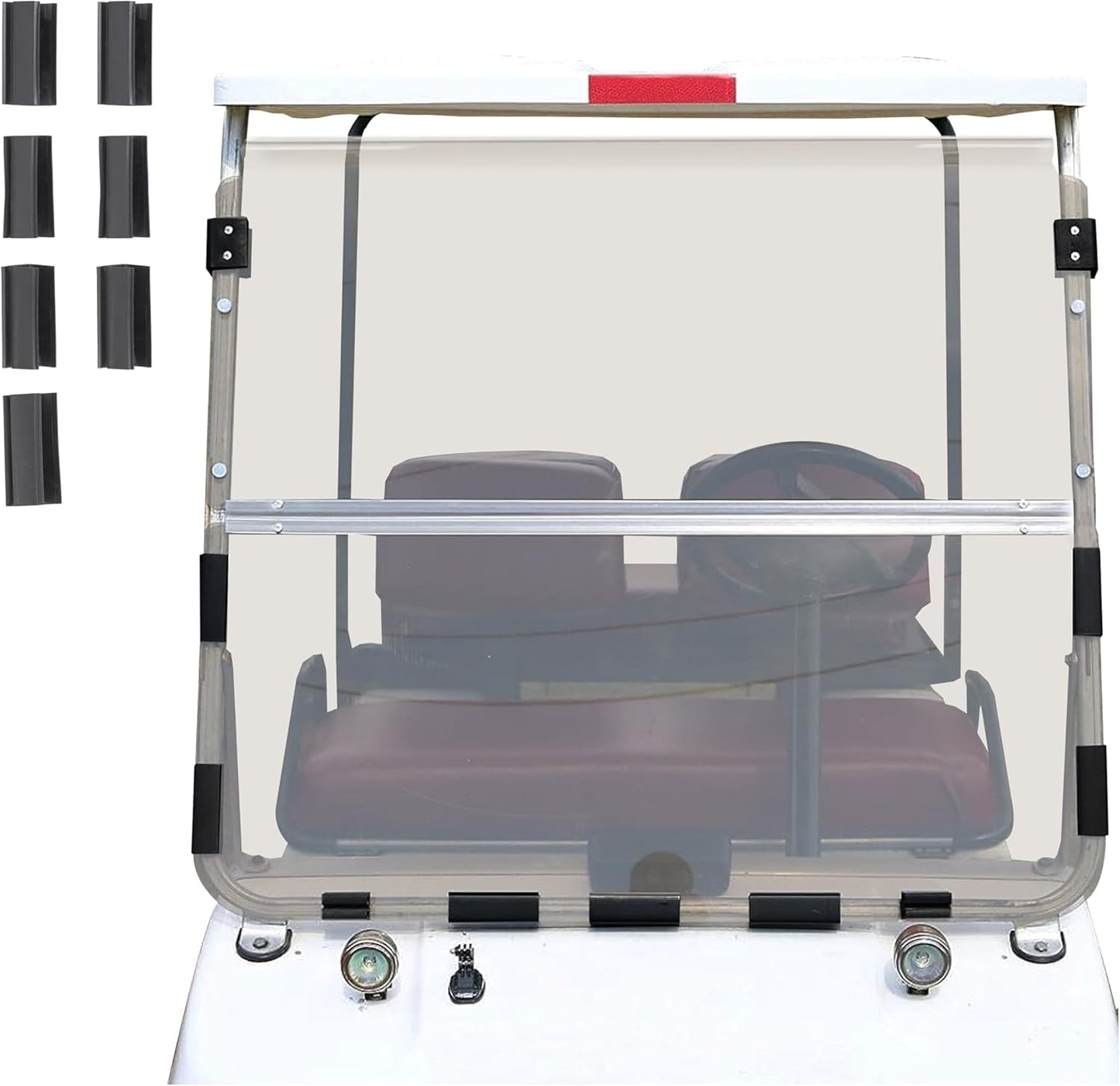 Tinted Windshield Compatible with 1982-2000.5 Club Car DS Golf Cart Smoke Style Fold Down Windscreen B23-61-S