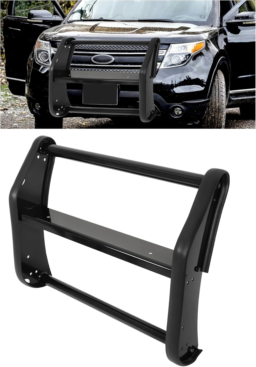 Grille Brush Guard Compatible with 2011-2015 Ford Explorer Front Grill Push Bar Black Steel Powder Coated Heavy Duty Bull Bar LYAM-X1066