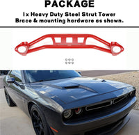 Load image into Gallery viewer, KUAFU Strut Tower Brace Compatible with 2008-2023 Dodge Challenger Front Twin Tube Design Red Steel Powder Coated LYAM-771
