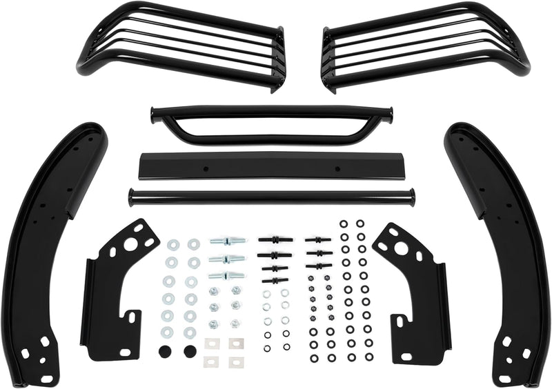 HECASA Front Bumper Protector Brush Grille Guard Compatible with Nissan 2001-2004 Frontier Powder Coated Black Steel LYAM-188S