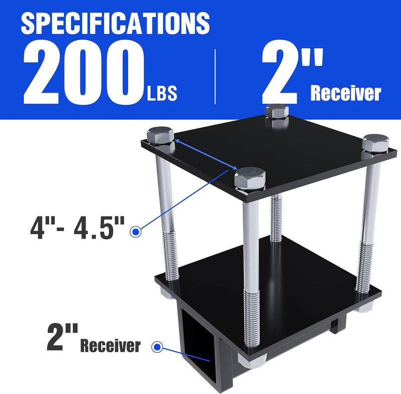 RV Bumper Hitch Receiver 2 inches Adapter for 4-4.5 inches Bumper Trailer Cargo Carrier Bike Racks(200LBS) LYOM-033